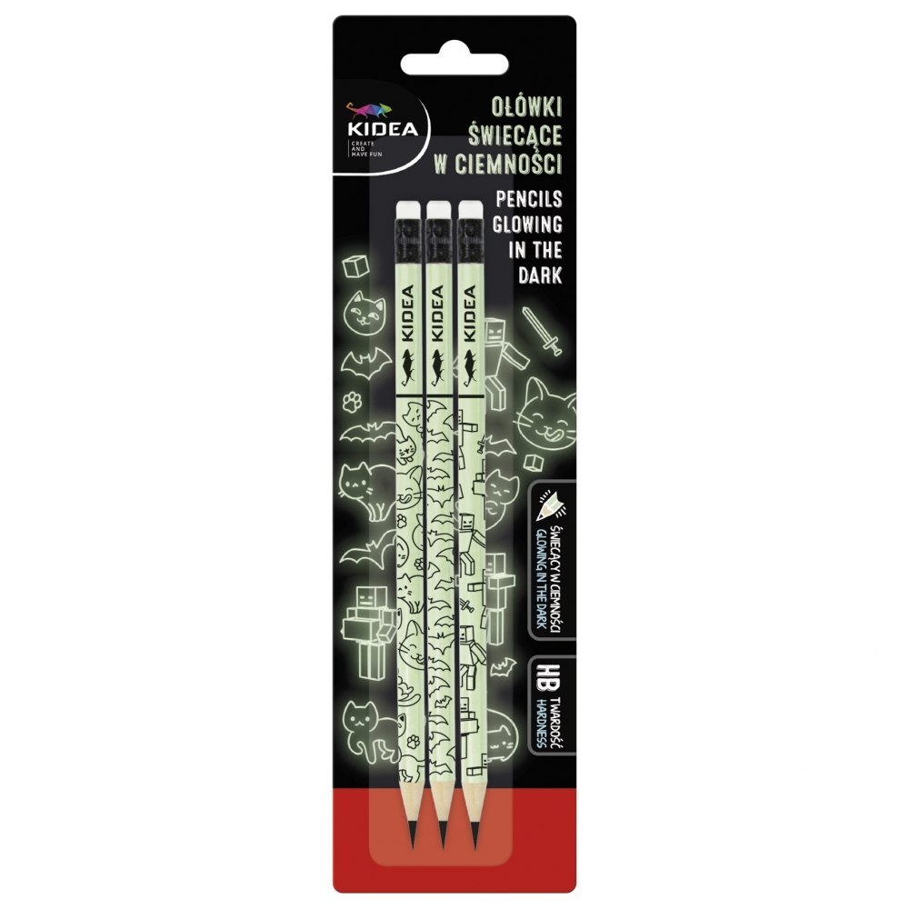 GLOW IN THE DARK PENCILS 3 PCS KIDEA DERFORM